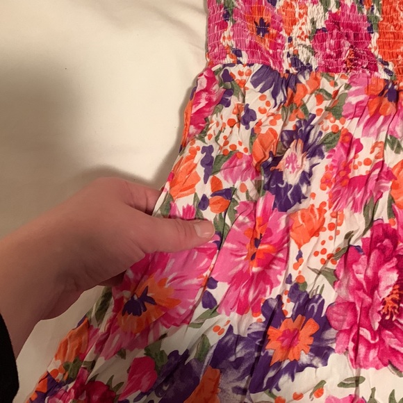 LOGENE Women's One Shoulder Summer Smocked Midi Dress floral large - Picture 7 of 8